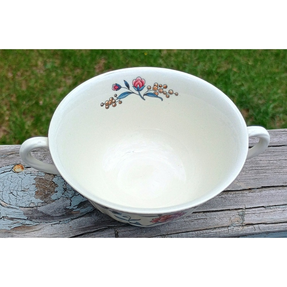3 Sets Wedgewood Williamsburg Potpourri Footed Cream Soup Bowls Saucers Flowers - Picture 6 of 8